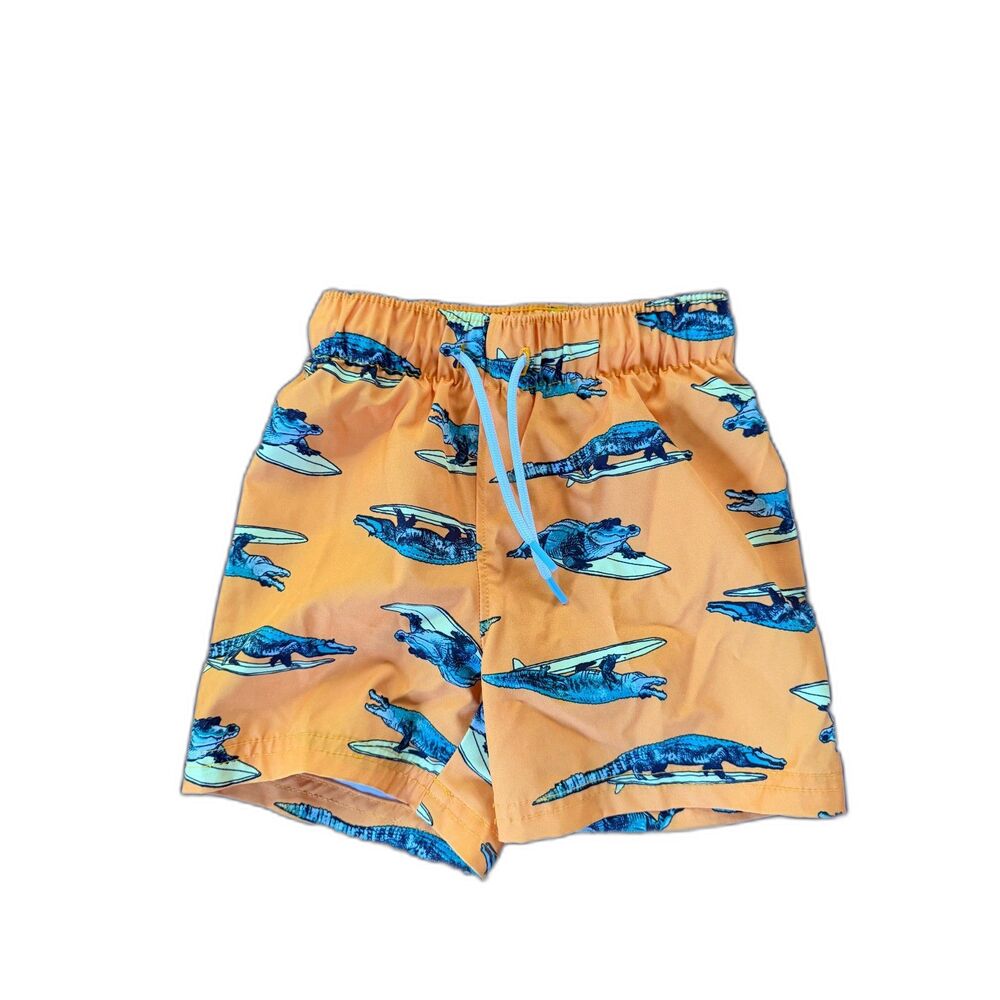 Old Navy Boys Orange Surfing Alligator Swim Trunks Size 2T
